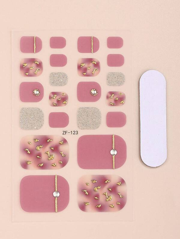 1sheet Glitter Toenail Art Sticker & 1pc Nail File SHEIN USA