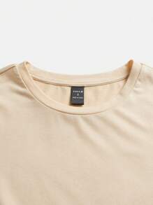 SHEIN EZwear Áo thun nữ ngắn tay cổ tròn họa tiết động vật giản dị và đơn giản dành cho mùa hè Tặng bạn những lời chúc tốt đẹp nhất Đừng lo lắng Hãy có thời gian hạnh phúc vì hạnh phúc 1988 KÝ ỨC CỦA GẤU - Màu be - Xem 3