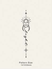 1sheet Moon & Sun Pattern Waterproof Tattoo Sticker - Black - View 6