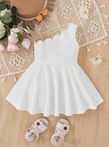 Bébé Fille Robe Asymétrique Festonné