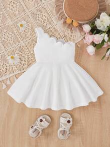 Bébé Fille Robe Asymétrique Festonné
