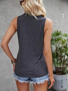 SHEIN LUNE Camiseta sin mangas gris estampada de mujeres para concierto de verano