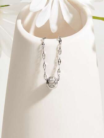 1入組時尚不銹鋼球吊墜項鍊適合女士適用於日常