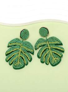 1雙波西米亞串珠樹葉耳墜適用於女士度假配件 - 彩色 - 查看 2