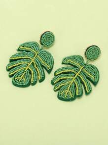 1雙波西米亞串珠樹葉耳墜適用於女士度假配件 - 彩色 - 查看 5