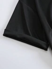 SHEIN LUNE Heart And Paw Print Tee - Black - View 4