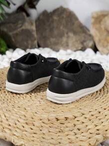 Kids Solid Lace Up Slip-On Shoes Outdoor - Black - View 4
