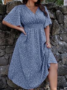 SHEIN Clasi Abito estivo con stampa a pois e maniche a farfalla, taglie comode