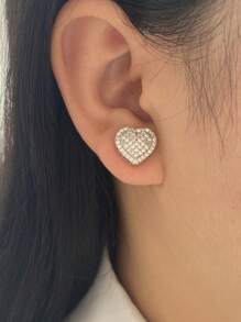 rakol 別緻心和方晶鋯石裝飾女士耳環適合女士適合派對宴會婚禮 - 銀色 - 查看 3