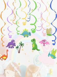1入組PVC懸掛漩渦可愛恐龍裝飾掛飾適合派對 - 彩色 - 查看 1