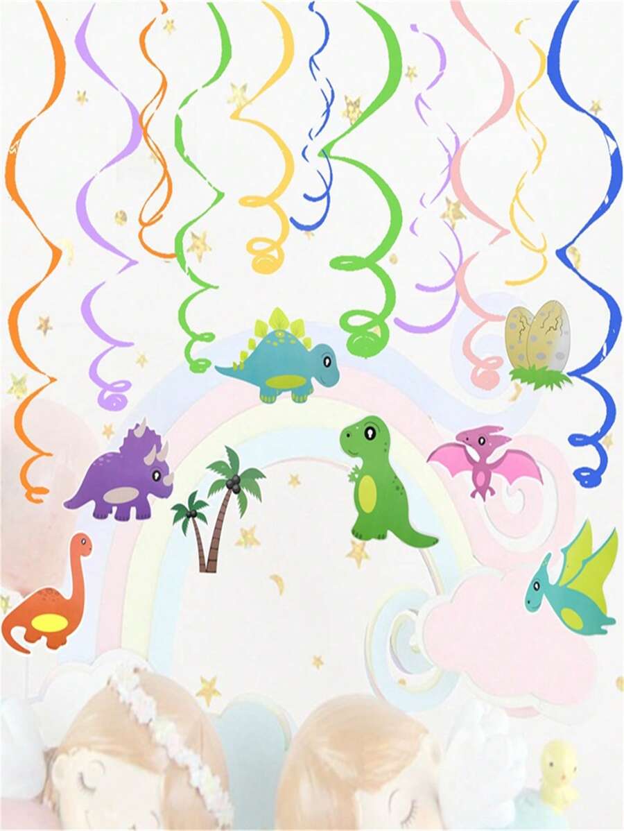1入組PVC懸掛漩渦可愛恐龍裝飾掛飾適合派對 - 彩色 - 查看 1