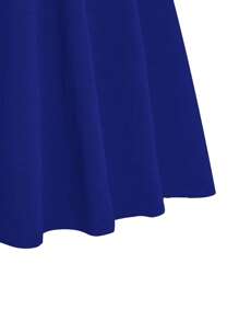 SHEIN Clasi Plus Solid Knot Side Skirt - Blue - View 4