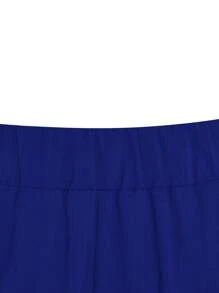 SHEIN Clasi Plus Solid Knot Side Skirt - Blue - View 5