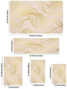 1pc Wave Line Pattern Rug, Modern Polyester Floor Carpet For Home - Khaki - View 4