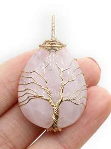 1 Thạch Anh Hồng Thời Trang Cây Chi Tiết Giọt Nước Tự Làm Mặt Dây Chuyền Nữ Cho Tự Làm Trang Sức Làm - Hồng - Xem 2