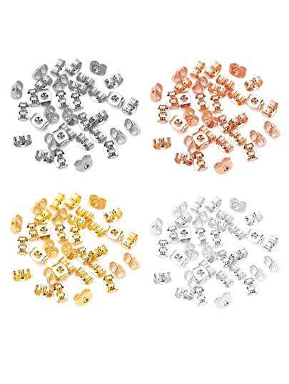 200入不鏽鋼金鍍耳塞蝴蝶形耳環後扣,玫瑰金銀耳塞止動器