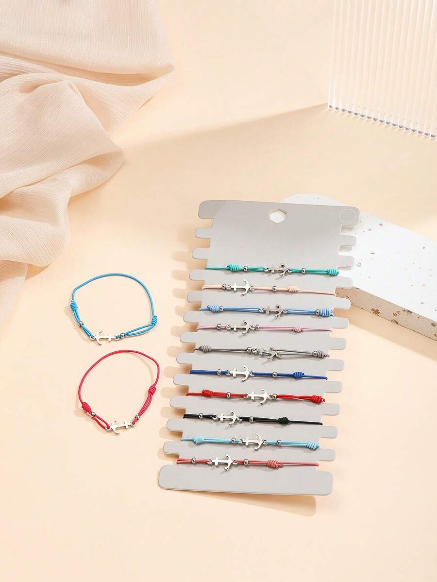 12 cái/bộ Vòng tay đàn hồi hình mỏ neo bằng hợp kim cho nữ - Nhiều màu - Xem 1