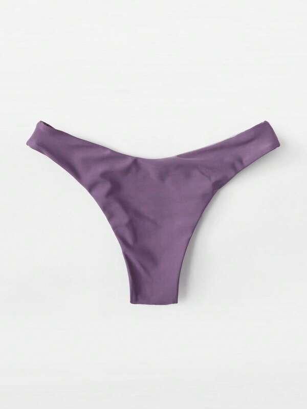 SHEIN Swim Basics Solid High Cut Bikini Bottom SHEIN USA