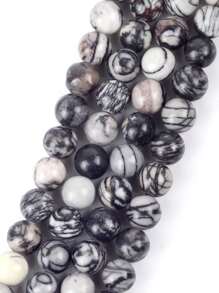1串黑碧玉DIY珠子4-12毫米15英寸 - 黑與白 - 查看 1