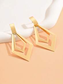幾何耳墜 - 金黃色 - 查看 2