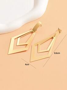 幾何耳墜 - 金黃色 - 查看 3