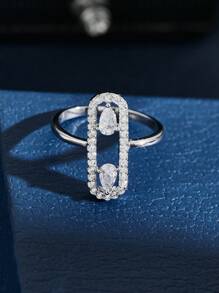 1 chiếc nhẫn Cubic Zirconia hình giọt nước cổ điển màu trắng, quà tặng hẹn hò cho phụ nữ vào ngày lễ tình nhân dành cho phụ nữ cho tiệc cưới, mẹ, mẹ, ngày của mẹ, quà tặng - Bạc - Xem 3