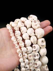 1 sợi tổng hợp màu ngọc lam hình đầu lâu đính cườm để làm đồ trang sức - trắng - Xem 2