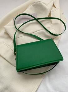 Túi Vuông Nắp Nhỏ Màu Xanh Tối Giản Có Dây Đeo Có Thể Điều Chỉnh - màu xanh lá - Xem 7