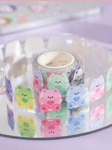 1卷卡通熊圖案什錦貼紙可愛多用途貼紙DIY工藝手帳裝飾 - 彩色 - 查看 1