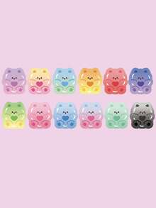 1卷卡通熊圖案什錦貼紙可愛多用途貼紙DIY工藝手帳裝飾 - 彩色 - 查看 4