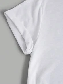 SHEIN LUNE Heart And Floral Graphic Tee - White - View 5