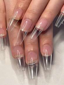 Nâng cấp vẻ ngoài của bạn với 240 chiếc quan tài dài trong suốt móng tay giả cho gia đình DIY Nail Salon Bấm móng tay vào móng tay Đồ dùng làm móng - Trong sáng - Xem 1