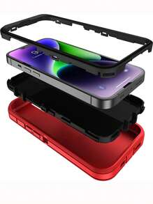 3-Layer Rugged Body Bumper Case Shock-Proof Dustproof Protective Cover For Apple - Red - View 1
