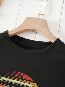 SHEIN LUNE Audiotape And Letter Graphic Tee - Black - View 4