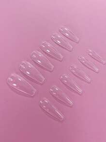 Nâng cấp vẻ ngoài của bạn với 240 chiếc quan tài dài trong suốt móng tay giả cho gia đình DIY Nail Salon Bấm móng tay vào móng tay Đồ dùng làm móng - Trong sáng - Xem 3