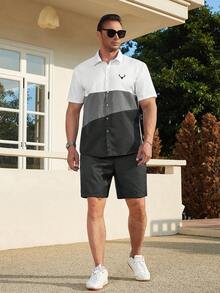 Manfinity Homme Hombres Camisa con estampado de cornamenta de color combinado - Multicolor - Ver 6