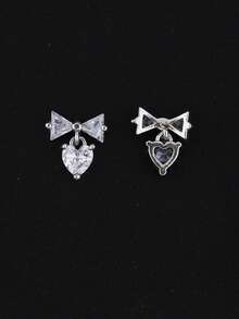 3 cái 3D Rhinestone Bow Design Nail Art Trang trí - Bạc - Xem 5