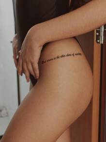 1張標語圖案紋身貼紙 - 黑色 - 查看 3