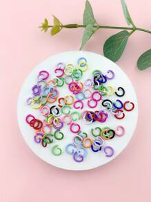 100入組開口環DIY鐵製彩色開口跳環珠寶首飾製作基本配件（顏色隨機） - 彩色 - 查看 1