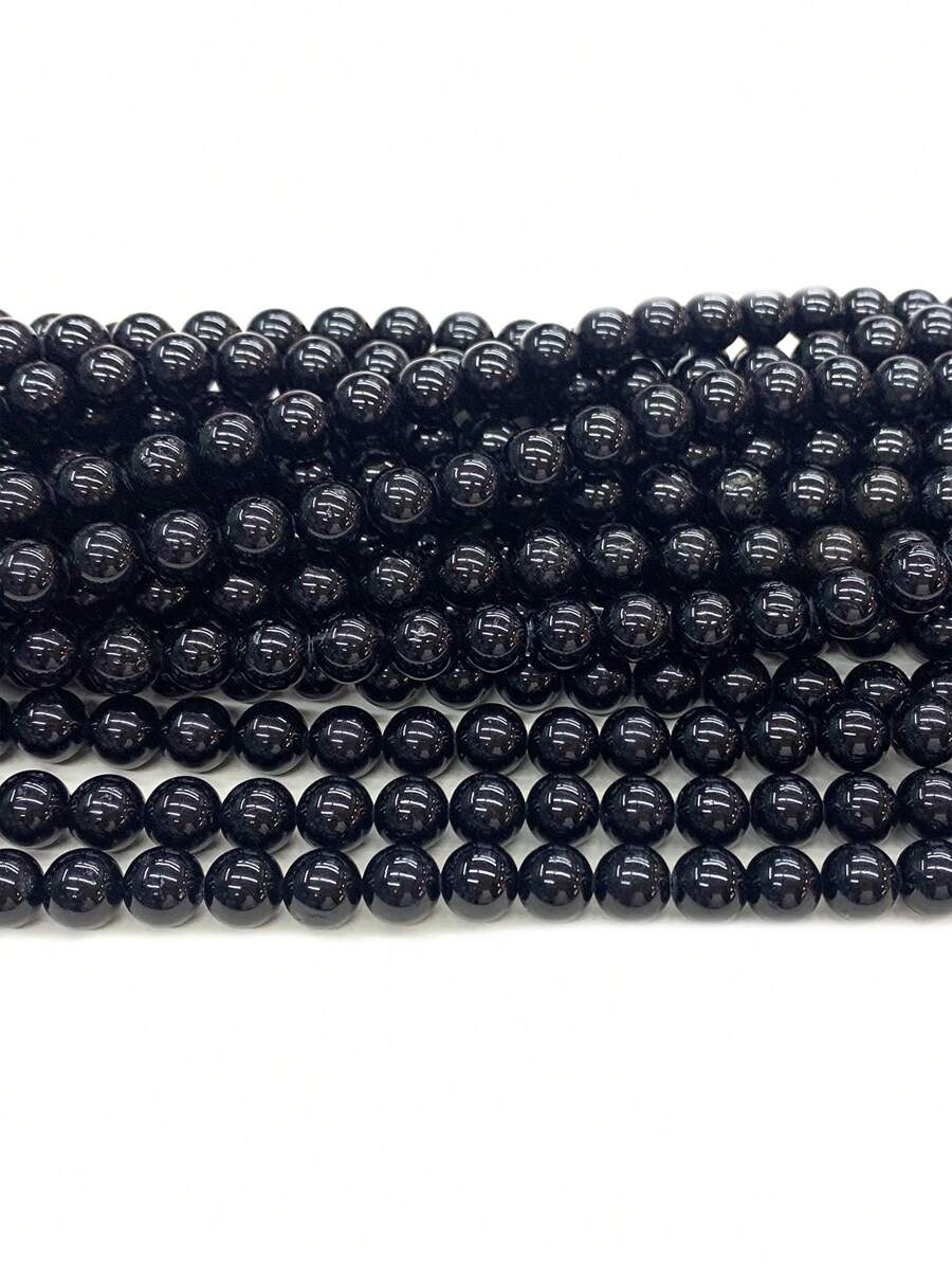 Chuỗi hạt tròn Tourmaline đen tự nhiên 1 sợi - màu đen - Xem 1