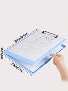 1 cái Kẹp tài liệu 2 trong 1 màu trơn, Kẹp tài liệu trực tiếp đa năng có thể gấp lại đơn giản cho học sinh, lưu trữ hồ sơ văn phòng, trở lại trường, đồ dùng học tập - Hồng - Xem 2