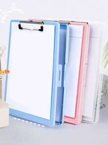 1 cái Kẹp tài liệu 2 trong 1 màu trơn, Kẹp tài liệu trực tiếp đa năng có thể gấp lại đơn giản cho học sinh, lưu trữ hồ sơ văn phòng, trở lại trường, đồ dùng học tập - Hồng - Xem 3