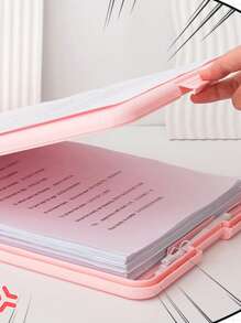 1 cái Kẹp tài liệu 2 trong 1 màu trơn, Kẹp tài liệu trực tiếp đa năng có thể gấp lại đơn giản cho học sinh, lưu trữ hồ sơ văn phòng, trở lại trường, đồ dùng học tập - Hồng - Xem 7