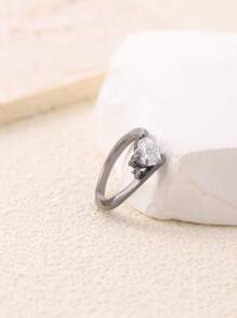 1入組時尚銅方晶鋯石愛心裝飾圓環適合女士適用於日常 - 彩色 - 查看 3