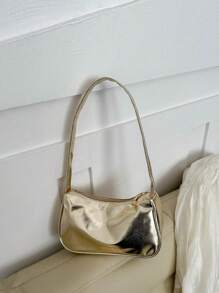 Cô gái kim loại PU Zipper Funky Hobo Bag - Vàng - Xem 1