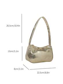 Cô gái kim loại PU Zipper Funky Hobo Bag - Vàng - Xem 3