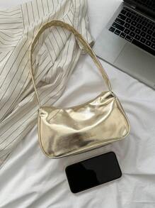 Cô gái kim loại PU Zipper Funky Hobo Bag - Vàng - Xem 4