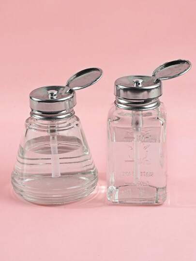 klimonla Anti-corrosion Press Nail Polish Remover Bottle, 1pc Glass 180ML Anti-static Nail Art Tool for Nail Washing