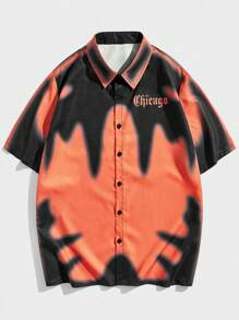 ROMWE MEN Street Life Guys Letter Graphic Shirt - Multicolor - View 1