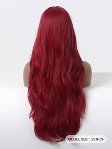 長款卷人造假髮帶劉海 - 紅色 - 查看 2